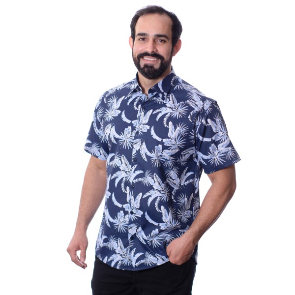 Camisa estampada floral azul