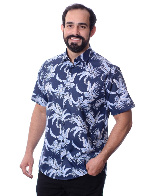 Camisa estampada floral azul