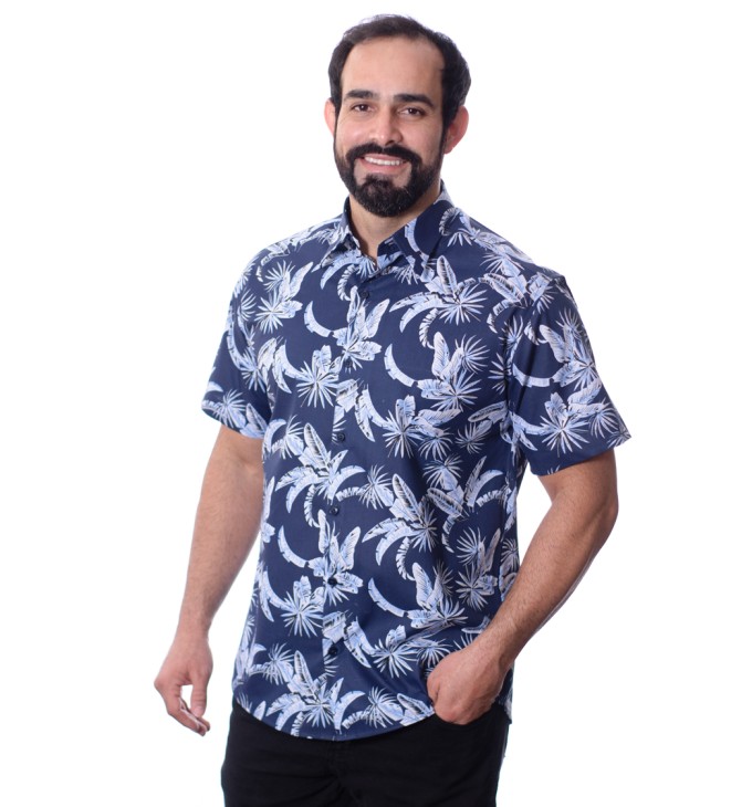 Camisa estampada floral azul