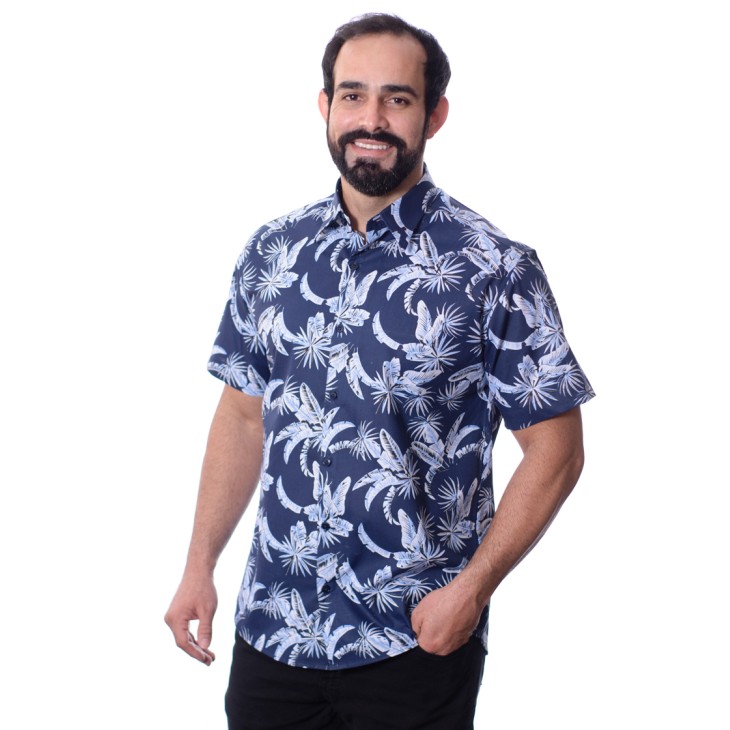Camisa estampada floral azul