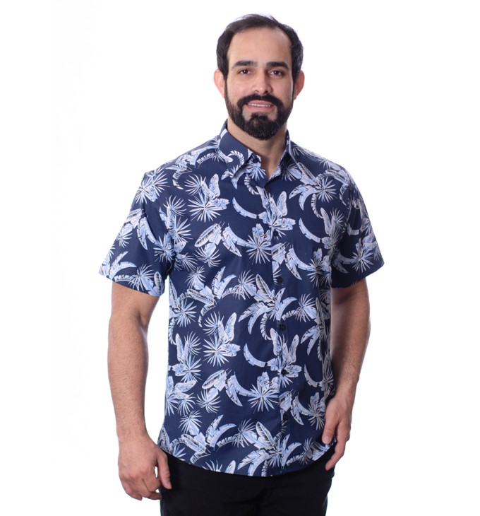 Camisa estampada floral azul