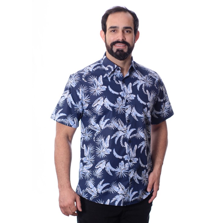 Camisa estampada floral azul