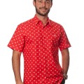 Camisa masculina vermelha manga curta algodão estampa âncora