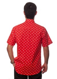 Camisa masculina vermelha manga curta algodão estampa âncora