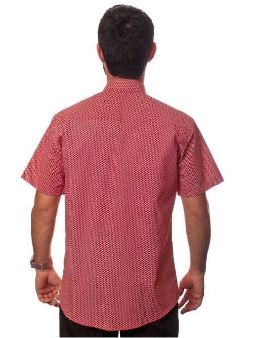 Camisa masculina estampa vermelha manga curta algodão