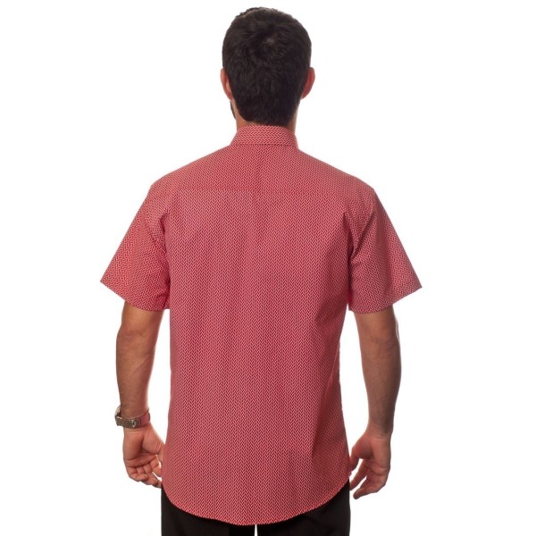 Camisa masculina estampa vermelha manga curta algodão