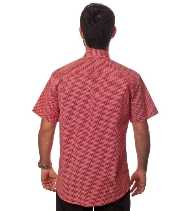 Camisa masculina estampa vermelha manga curta algodão Camisa masculina estampa vermelha manga curta algodão