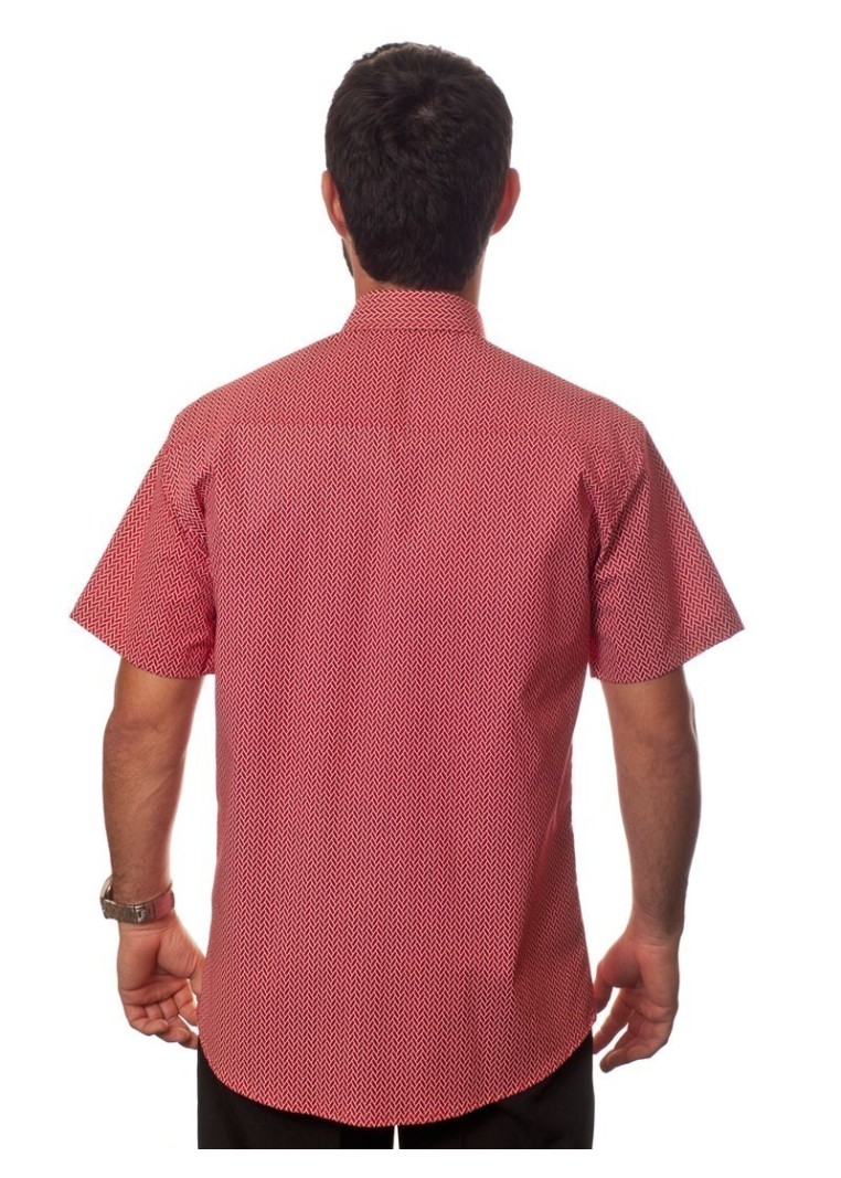 Camisa masculina estampa vermelha manga curta algodão