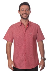 Camisa masculina estampa vermelha manga curta algodão