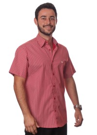 Camisa masculina estampa vermelha manga curta algodão