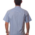 Camisa masculina azul claro estampado manga curta algodão