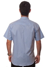Camisa masculina azul claro estampado manga curta algodão