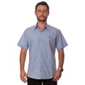 Camisa masculina azul claro estampado manga curta algodão Camisa masculina azul claro estampado manga curta algodão