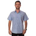 Camisa masculina azul claro estampado manga curta algodão