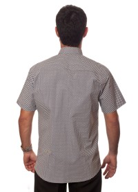 Camisa masculina azul marinho estampado manga curta algodão