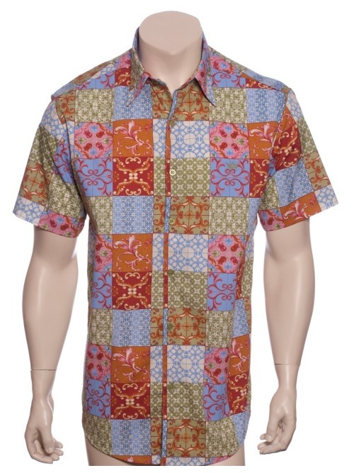 Camisa masculina manga curta algodão estampado Camisa masculina manga curta algodão estampado