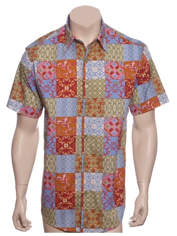 Camisa masculina manga curta algodão estampado Camisa masculina manga curta algodão estampado