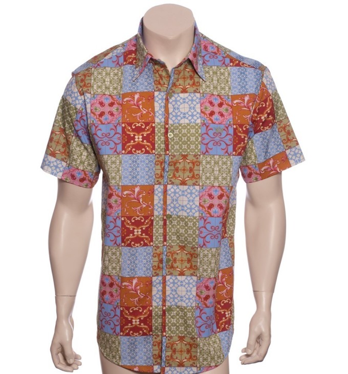 Camisa masculina manga curta algodão estampado Camisa masculina manga curta algodão estampado