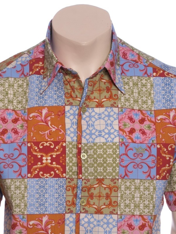 Camisa masculina manga curta algodão estampado Camisa masculina manga curta algodão estampado