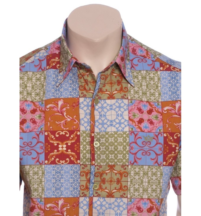 Camisa masculina manga curta algodão estampado Camisa masculina manga curta algodão estampado