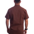 Camisa social marrom masculina manga curta de algodão