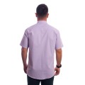 Camisa social lilás masculina manga curta detalhe de algodão misto