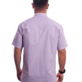 Camisa social lilás masculina manga curta detalhe de algodão misto