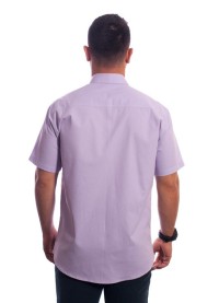 Camisa social lilás masculina manga curta detalhe de algodão misto