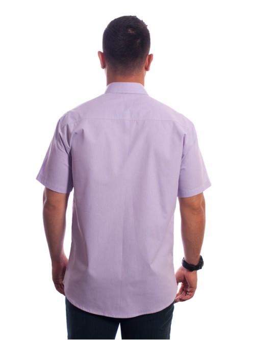 Camisa social lilás masculina manga curta detalhe de algodão Camisa social lilás masculina manga curta detalhe de algodão