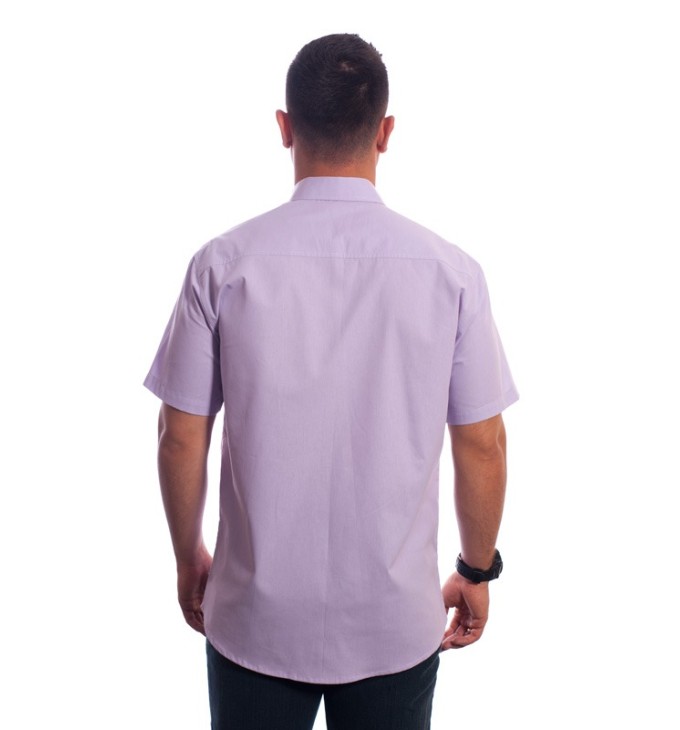 Camisa social lilás masculina manga curta detalhe de algodão misto Camisa social lilás masculina manga curta detalhe de algodão misto