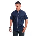 Camisa social marinho masculina de algodão manga curta detalhe branco Camisa social marinho masculina de algodão manga curta detalhe branco