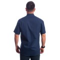 Camisa social marinho masculina de algodão manga curta detalhe branco Camisa social marinho masculina de algodão manga curta detalhe branco