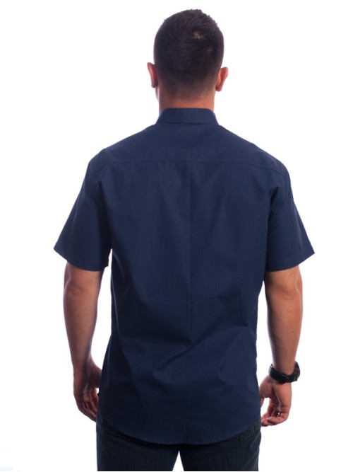 Camisa social marinho masculina de algodão manga curta com detalhe Camisa social marinho masculina de algodão manga curta com detalhe