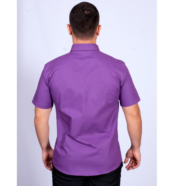 Camisa social roxa com detalhes de manga curta Camisa social roxa com detalhes de manga curta