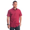 Camisa social vinho masculina manga curta com detalhe, de algodão