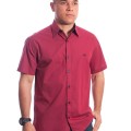 Camisa social vinho masculina manga curta com detalhe, de algodão