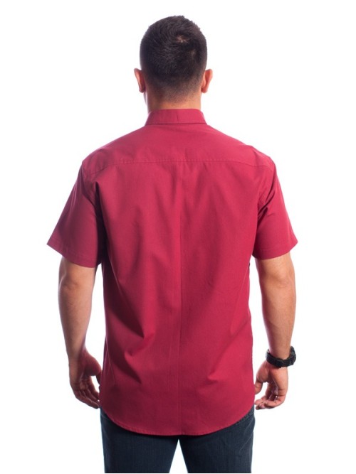 Camisa social vinho masculina manga curta com detalhe, de algodão Camisa social vinho masculina manga curta com detalhe, de algodão