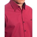 Camisa social vinho masculina manga curta com detalhe, de algodão
