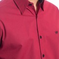Camisa social vinho masculina manga curta com detalhe, de algodão