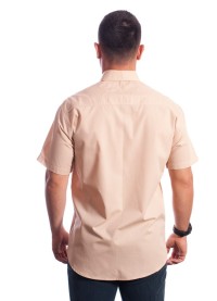 Camisa social bege masculina manga curta de algodão