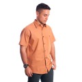 Camisa social ferrugem masculina manga curta detalhe de algodão Camisa social ferrugem masculina manga curta detalhe de algodão