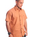 Camisa social ferrugem masculina manga curta detalhe de algodão