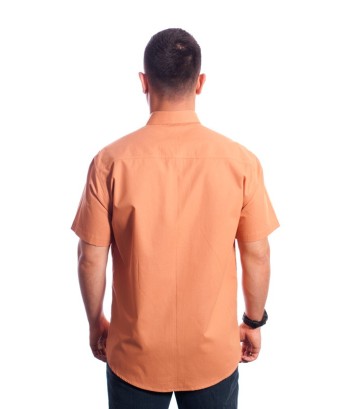 Camisa social ferrugem masculina manga curta detalhe de algodão