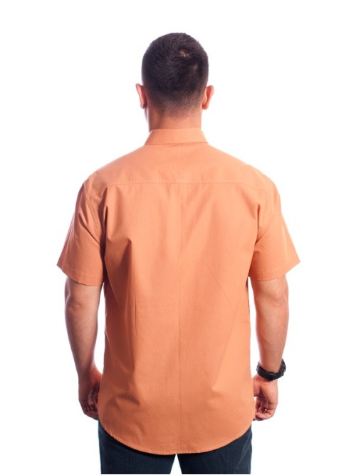 Camisa social ferrugem masculina manga curta detalhe de algodão