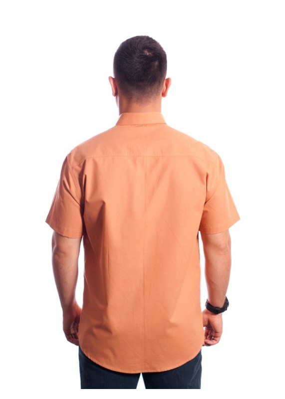 Camisa social ferrugem masculina manga curta detalhe de algodão