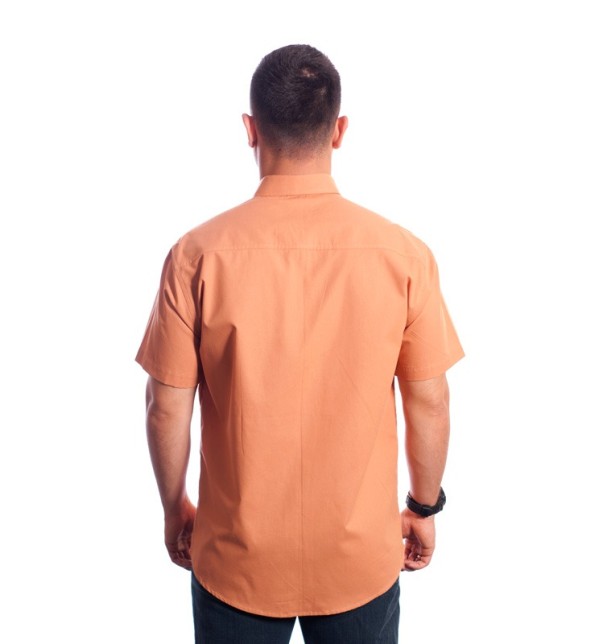 Camisa social ferrugem masculina manga curta detalhe de algodão