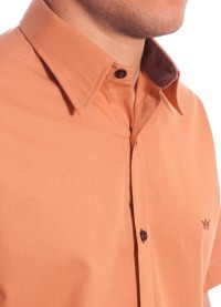 Camisa social ferrugem masculina manga curta detalhe de algodão
