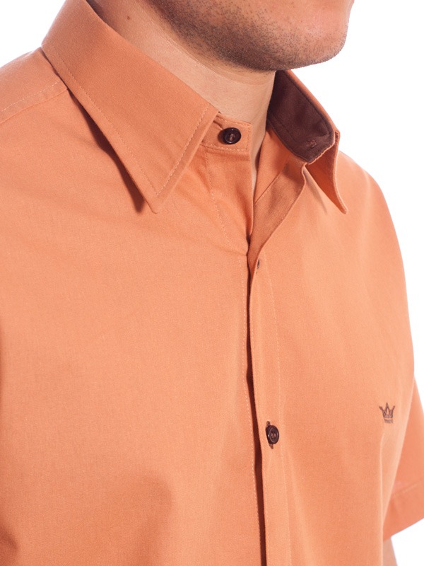 Camisa social ferrugem masculina manga curta detalhe de algodão Camisa social ferrugem masculina manga curta detalhe de algodão