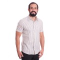 Camisa masculina algodão manga curta cinza