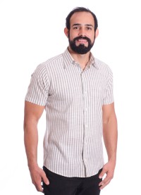 Camisa masculina algodão manga curta cinza